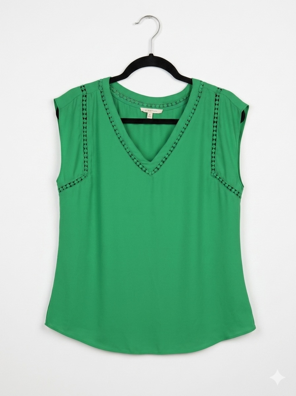 41 Hawthorn Emerald Green V-Neck Cap Sleeve Blouse Top EUC Size M